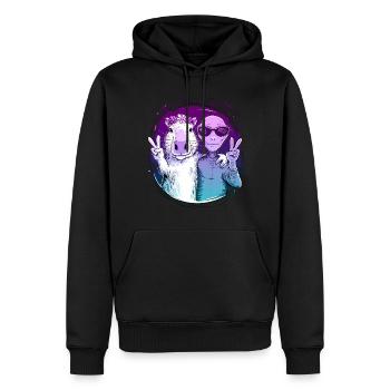 Capybara und Alien Peace Zeichen Freundschaft Kunst - Männer Premium Bio Hoodie - Schwarz - Vorne - Nico (187cm)