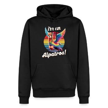 I'm an Alpatros, Winged Funny Alpaca, Colorful - Men’s Premium Organic Hoodie - black - Front - Nico (187cm)