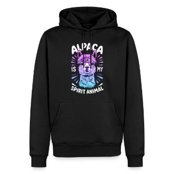 Alpaga animal, Alpaga arc-en-ciel Art, Fun - Sweat à capuche Premium bio Homme - noir - Devant - Nico (187cm)