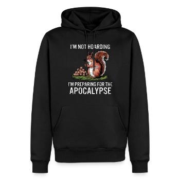 Drôle écureuil citation thésaurisation humour survie - Sweat à capuche Premium bio Homme - noir - Devant - Nico (187cm)