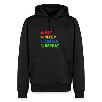 Eat Sleep Angeln Repeat Angler Geschenk Tshirt - Männer Premium Bio Hoodie - Schwarz - Vorne - Nico (187cm)