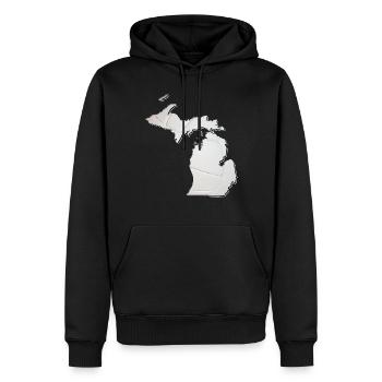 Michigan (USA) | echter Volleyball | Landkarte - Männer Premium Bio Hoodie - Schwarz - Vorne - Nico (187cm)