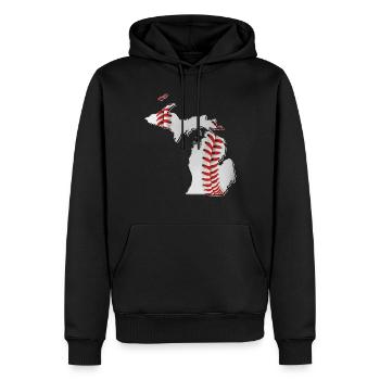 Michigan (USA) | echter Baseball | Landkarte - Männer Premium Bio Hoodie - Schwarz - Vorne - Nico (187cm)