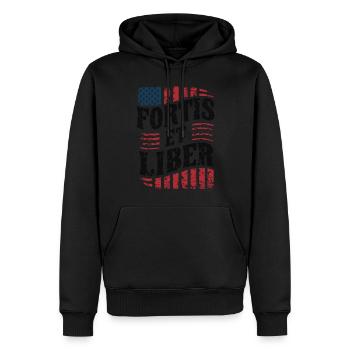 Amerikanische Flagge Fortis et Liber Patriotische Freiheit - Männer Premium Bio Hoodie - Schwarz - Vorne - Nico (187cm)