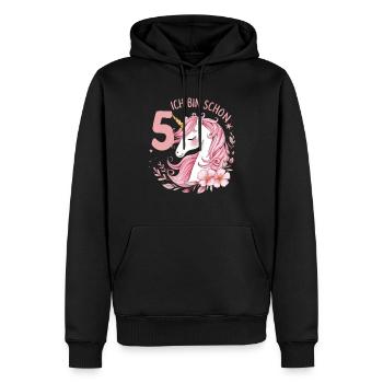 5. Geburtstag Mädchen 5 Jahre Pferd Pferde Einhorn - Männer Premium Bio Hoodie - Schwarz - Vorne - Nico (187cm)