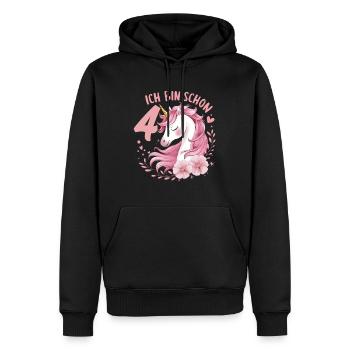 4. Geburtstag Mädchen 4 Jahre Pferd Pferde Einhorn - Männer Premium Bio Hoodie - Schwarz - Vorne - Nico (187cm)