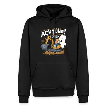 4th Birthday Boy 4 Years Excavator Construction Site - Men’s Premium Organic Hoodie - black - Front - Nico (187cm)