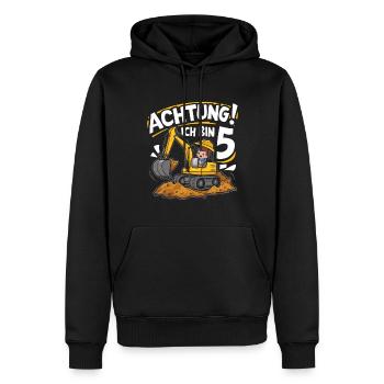 5th Birthday Boy 5 Years Excavator Construction Site - Men’s Premium Organic Hoodie - black - Front - Nico (187cm)