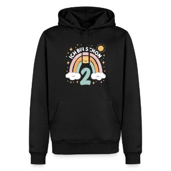 2nd Birthday Shirt Rainbow Cloud - Men’s Premium Organic Hoodie - black - Front - Nico (187cm)