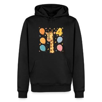 4. Geburtstag Giraffe Kindergeburtstag - Männer Premium Bio Hoodie - Schwarz - Vorne - Nico (187cm)