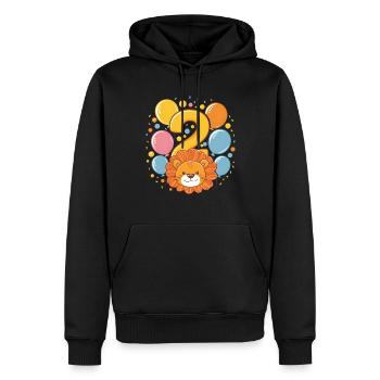 2ème anniversaire Leo Fête d’anniversaire des enfants - Sweat à capuche Premium bio Homme - noir - Devant - Nico (187cm)