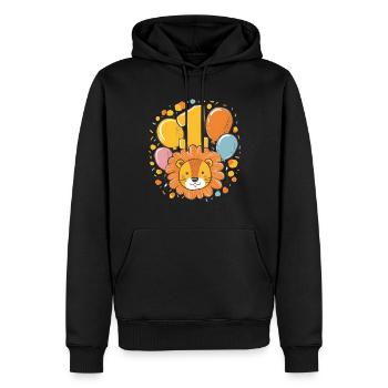 1er anniversaire Leo Fête d’anniversaire des enfants - Sweat à capuche Premium bio Homme - noir - Devant - Nico (187cm)