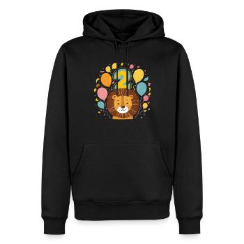 2ème anniversaire Leo Fête d’anniversaire des enfants - Sweat à capuche Premium bio Homme - noir - Devant - Nico (187cm)