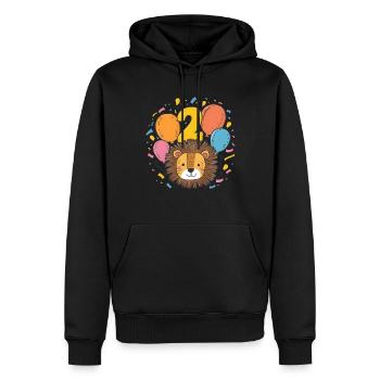 2ème anniversaire Leo Fête d’anniversaire des enfants - Sweat à capuche Premium bio Homme - noir - Devant - Nico (187cm)