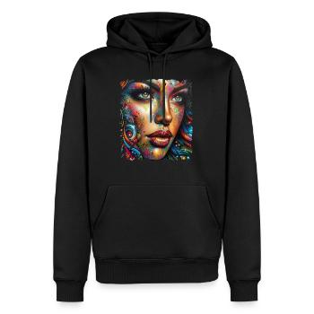 Graffiti Street Art Spray Pochoir Vintage Rétro - Sweat à capuche Premium bio Homme - noir - Devant - Nico (187cm)