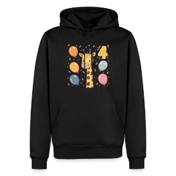 4. Geburtstag Giraffe Kindergeburtstag - Männer Premium Bio Hoodie - Schwarz - Vorne - Nico (187cm)