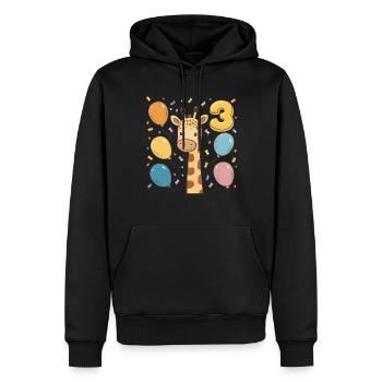 Fête d’anniversaire des enfants girafe du 3e anniversaire - Sweat à capuche Premium bio Homme - noir - Devant - Nico (187cm)