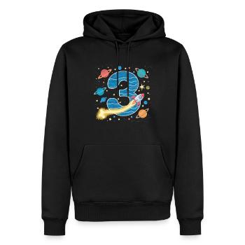 3ème anniversaire garçons 3 ans planète anniversaire - Sweat à capuche Premium bio Homme - noir - Devant - Nico (187cm)