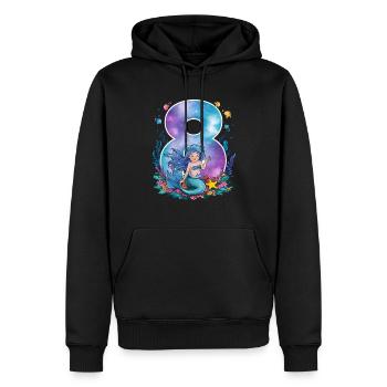 8th Birthday Girl 8 Years Mermaid Party - Men’s Premium Organic Hoodie - black - Front - Nico (187cm)