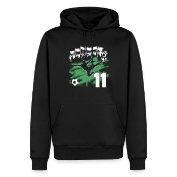 11e anniversaire 11 ans de football Joueur de football - Sweat à capuche Premium bio Homme - noir - Devant - Nico (187cm)