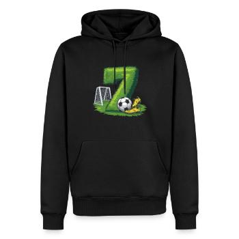 7. Geburtstag 7 Jahre Fußball Fußballspieler - Männer Premium Bio Hoodie - Schwarz - Vorne - Nico (187cm)