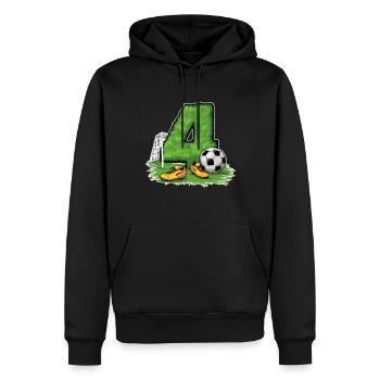4ème anniversaire 4 ans de football Joueur de football - Sweat à capuche Premium bio Homme - noir - Devant - Nico (187cm)