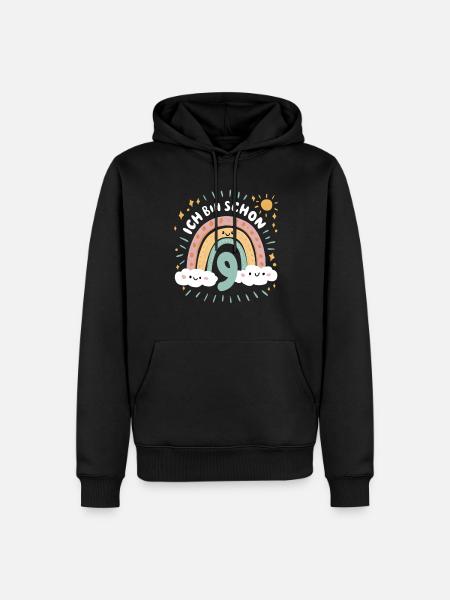 9th Birthday Shirt Rainbow Cloud - Men’s Premium Organic Hoodie - black
