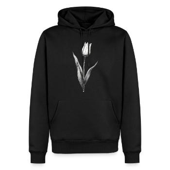 Fleur de tulipe Art botanique Vintage Nature florale - Sweat à capuche Premium bio Homme - noir - Devant - Nico (187cm)