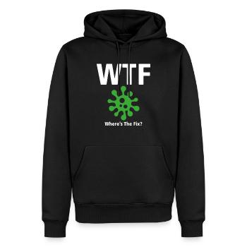 WTF T-shirt - Where's The Fix? (Programmers) - Men’s Premium Organic Hoodie - black - Front - Nico (187cm)