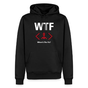 WTF T-shirt - Where's The Fix? (Programmers) - Men’s Premium Organic Hoodie - black - Front - Nico (187cm)