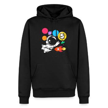 5e anniversaire garçons 5 ans anniversaire astronaute - Sweat à capuche Premium bio Homme - noir - Devant - Nico (187cm)