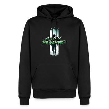 im Rückwärtsgang steckengeblieben - Männer Premium Bio Hoodie - Schwarz - Vorne - Nico (187cm)