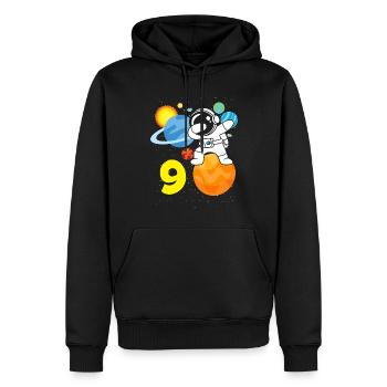9e anniversaire garçons 9 ans astronaute anniversaire - Sweat à capuche Premium bio Homme - noir - Devant - Nico (187cm)