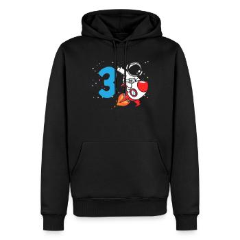 3ème anniversaire garçons 3 ans astronaute anniversaire - Sweat à capuche Premium bio Homme - noir - Devant - Nico (187cm)