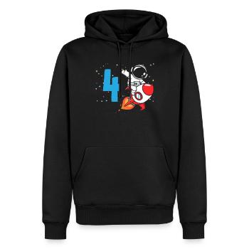 4ème anniversaire garçons 4 ans astronaute anniversaire - Sweat à capuche Premium bio Homme - noir - Devant - Nico (187cm)