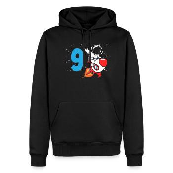 9e anniversaire garçons 9 ans astronaute anniversaire - Sweat à capuche Premium bio Homme - noir - Devant - Nico (187cm)
