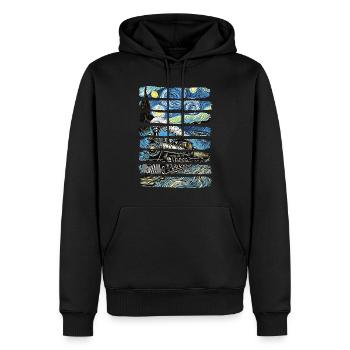 Vintage Zug Sternennacht Van Gogh Lokomotive - Männer Premium Bio Hoodie - Schwarz - Vorne - Nico (187cm)