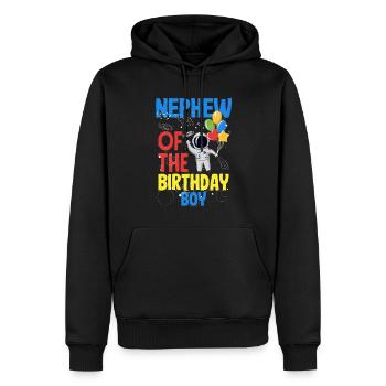 Anniversaire des enfants Membres de la famille des astronautes - Sweat à capuche Premium bio Homme - noir - Devant - Nico (187cm)