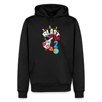 2ème anniversaire garçons 2 ans astronaute anniversaire - Sweat à capuche Premium bio Homme - noir - Devant - Nico (187cm)