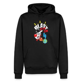 4ème anniversaire garçons 4 ans astronaute anniversaire - Sweat à capuche Premium bio Homme - noir - Devant - Nico (187cm)