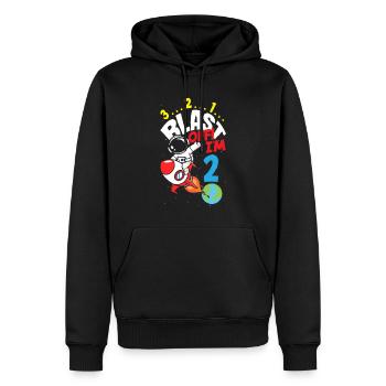 2ème anniversaire garçons 2 ans astronaute anniversaire - Sweat à capuche Premium bio Homme - noir - Devant - Nico (187cm)
