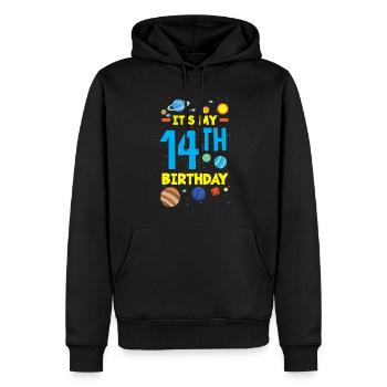 14e anniversaire Garçons Astronaute Anniversaire - Sweat à capuche Premium bio Homme - noir - Devant - Nico (187cm)