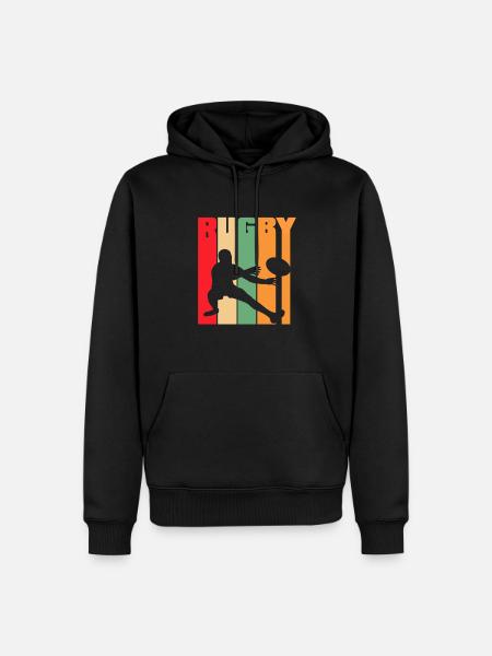 Rugby Retro Silhouette Design - Men’s Premium Organic Hoodie - black