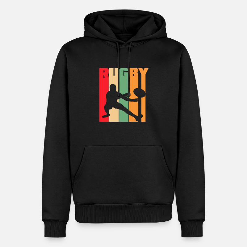 Conception de silhouette rétro rugby - Sweat à capuche Premium bio Homme - noir