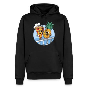 Pizza ananas Pizza hawaïenne ananas sur pizza - Sweat à capuche Premium bio Homme - noir - Devant - Nico (187cm)