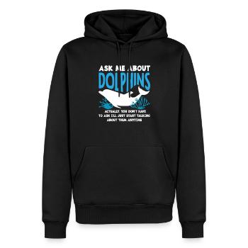 Frag Mich Nach Delfinen - Männer Premium Bio Hoodie - Schwarz - Vorne - Nico (187cm)