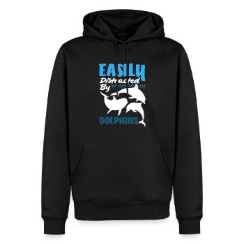 Easily distracted by dolphins - Men’s Premium Organic Hoodie - black - Front - Nico (187cm)