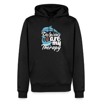Dolphins are my therapy - Men’s Premium Organic Hoodie - black - Front - Nico (187cm)