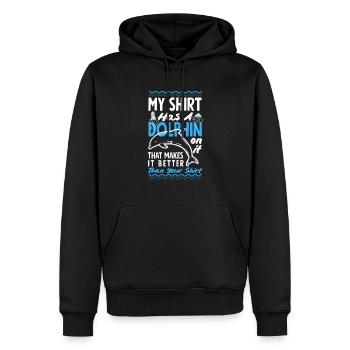 Ma chemise a un dauphin dessus - Sweat à capuche Premium bio Homme - noir - Devant - Nico (187cm)