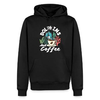 Love dolphins and coffee - Men’s Premium Organic Hoodie - black - Front - Nico (187cm)